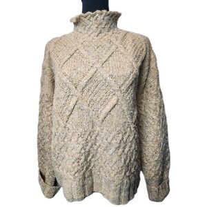 Express Tricot M Angora Wool Rabbit Chunky Fisherman Cable Knit Sweater Handknit